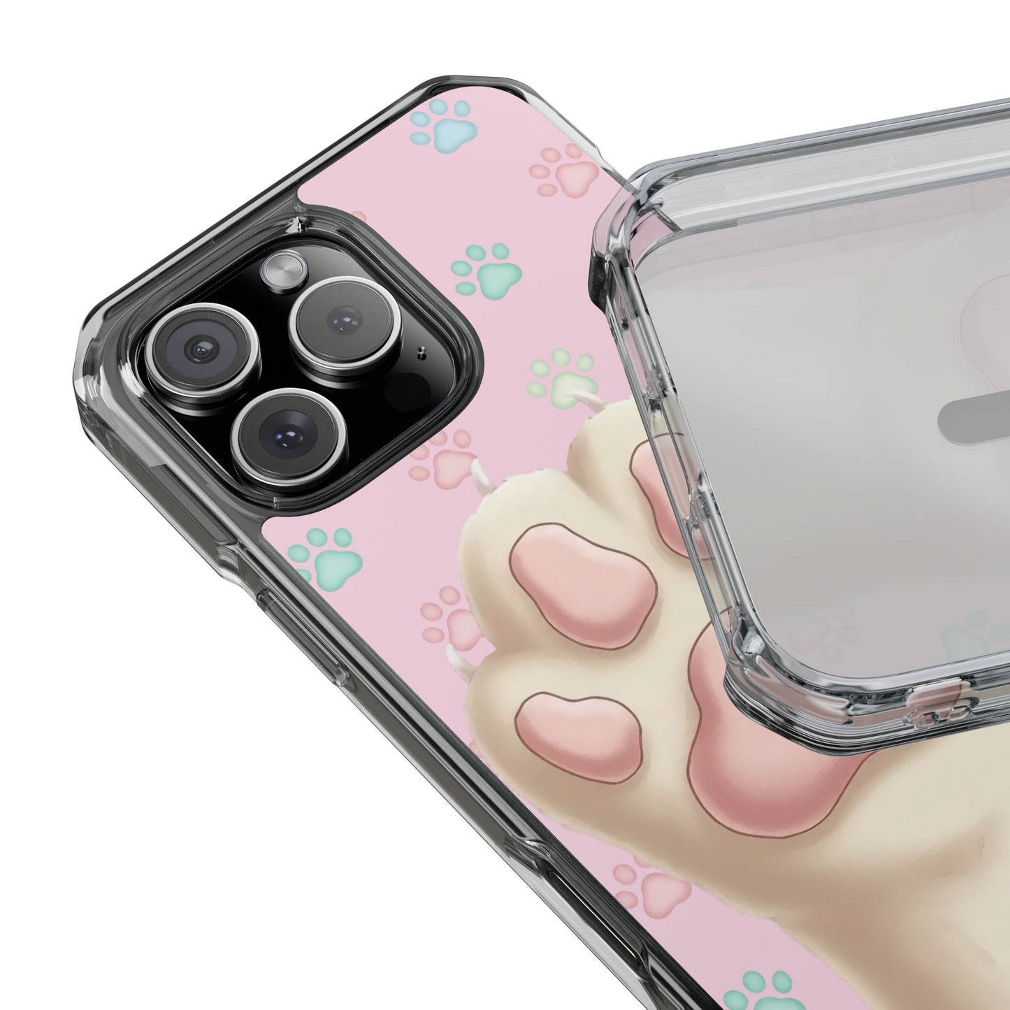 Colorful Cat Paw Print Magnetic Case for iPhone 16 series