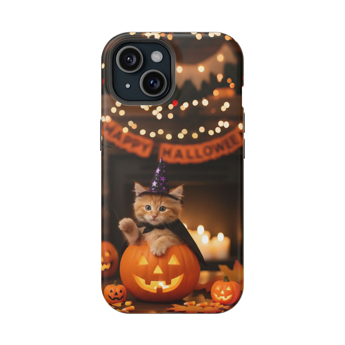 Halloween cute kitten photo style 4 Magnetic Phone Case, Cat Lover Gift, Impact-Resistant iPhone Case, Funny Pet Accessory, Unique Animal Design