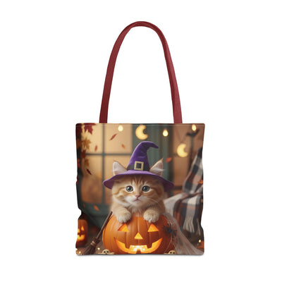 Adorable Halloween Cat Tote Bag, Cute Pet Lover Gift, Trick or Treat Bag, Fall Accessory, Spooky Cat Design
