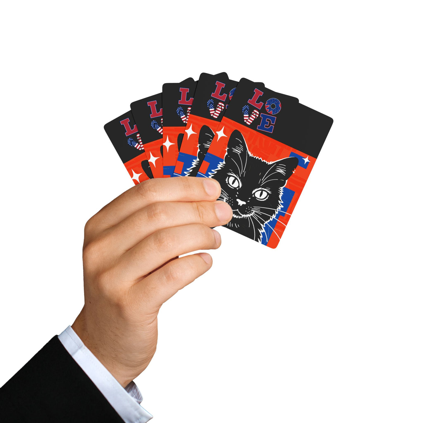 Love Cats American Flag Style Poker Playing Card Set, Unique Cat Design, Ace of Spades, Fun Gift for Poker Night, Card Games, Cat Lovers, Home Décor