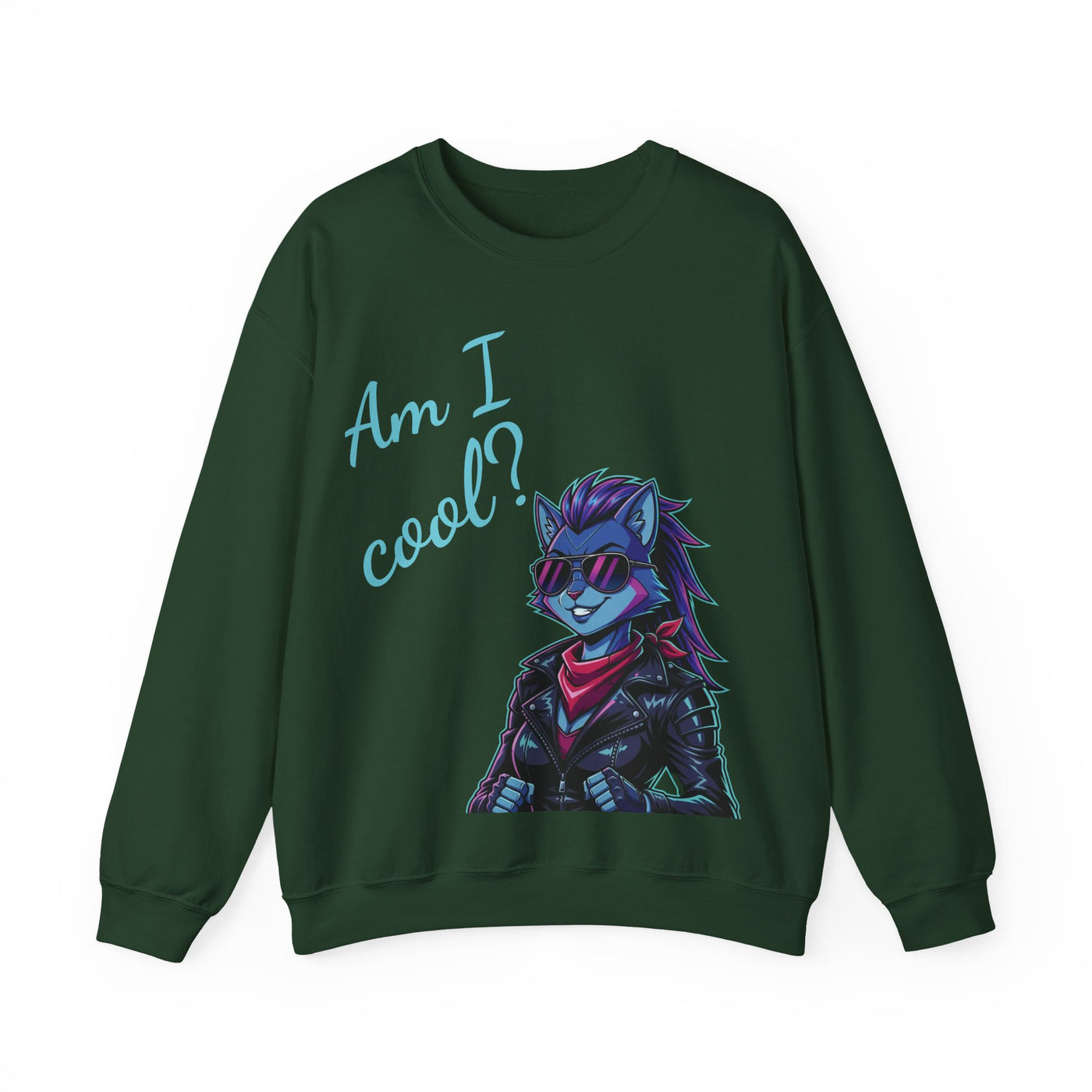 Cool Cat style 2 Unisex Crewneck Sweatshirt | Cozy Gift for Cat Lovers, Casual Wear, Unique Graphic Sweatshirt, Birthday Gift, Everyday Style