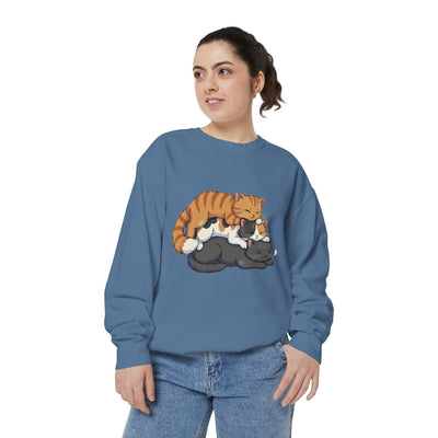 3 Cute Sleeping Cats style 6 Cozy Graphic Unisex Crewneck Sweatshirt
