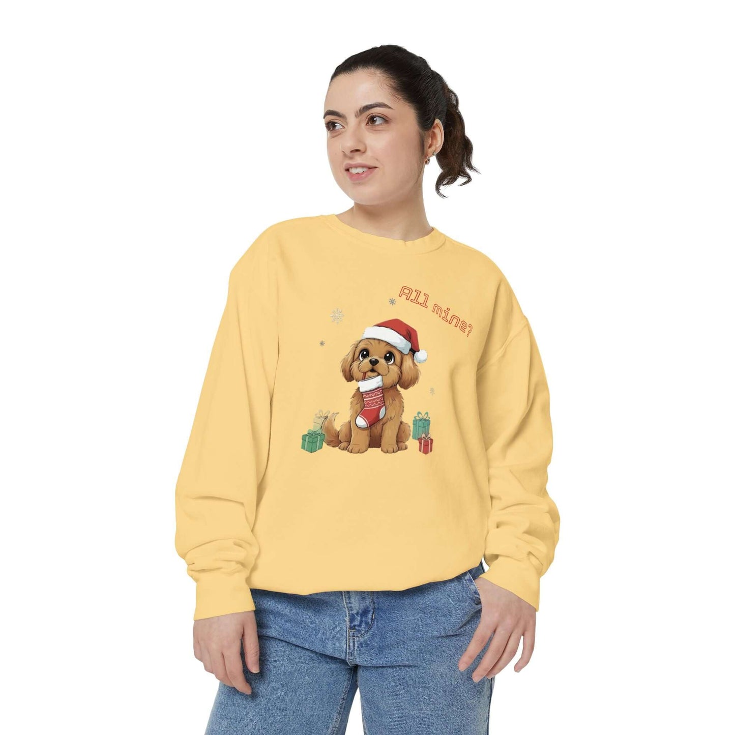 Puppy wait for Christmas presents Unisex Crewneck Sweatshirt style 8