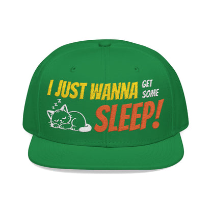 I just wanna get some sleep Embroidered Cute Cat Snapback Hat