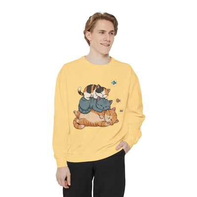 3 Cute Sleeping Cats style 2 Cozy Graphic Unisex Crewneck Sweatshirt