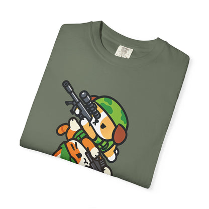Cute Soldier Sniper Dog & Cat Unisex Graphic T-Shirt
