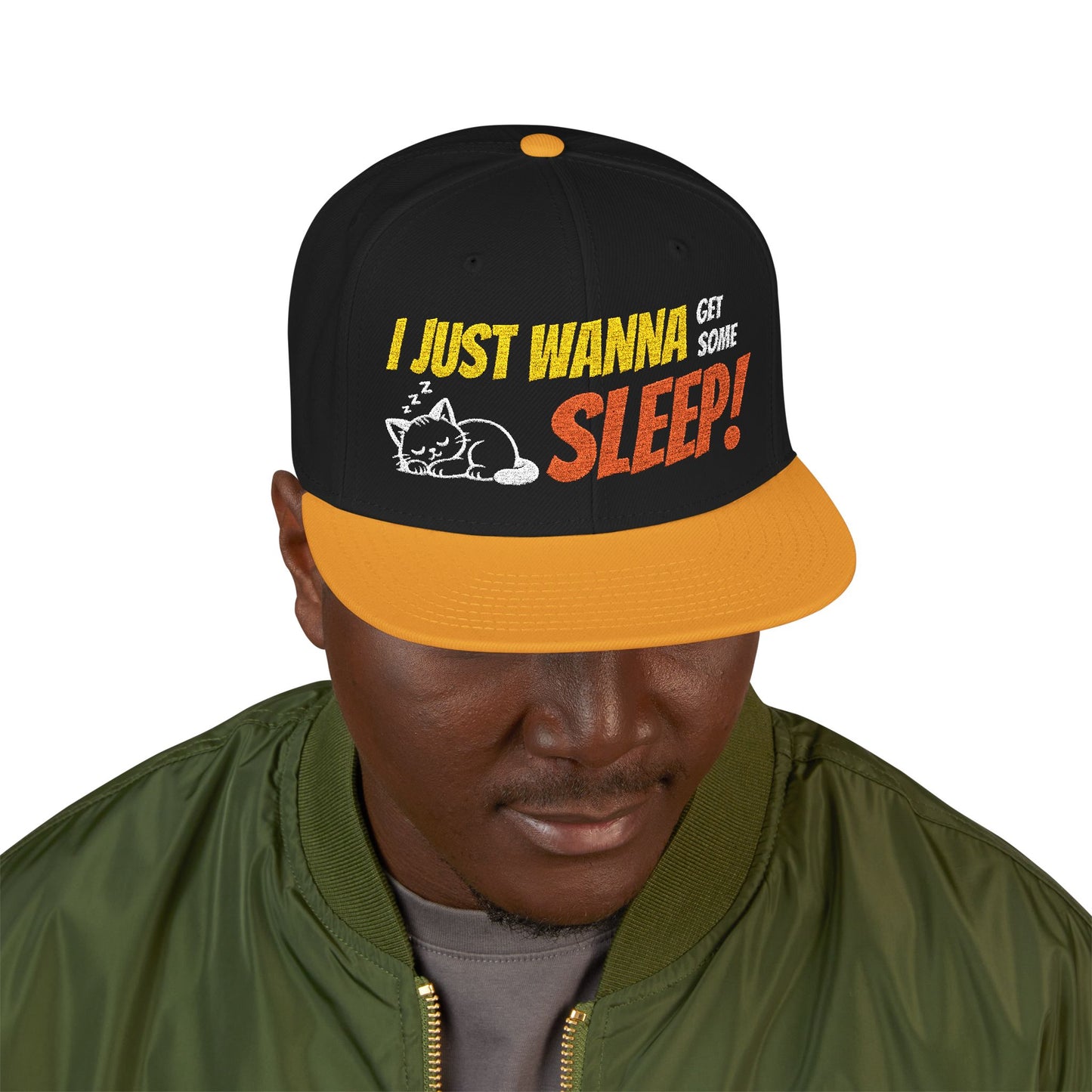 I just wanna get some sleep Embroidered Cute Cat Snapback Hat