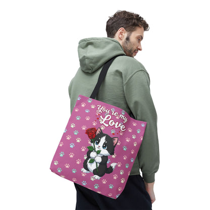 Cute Cat Lover Tote Bag - You're My Love style 1