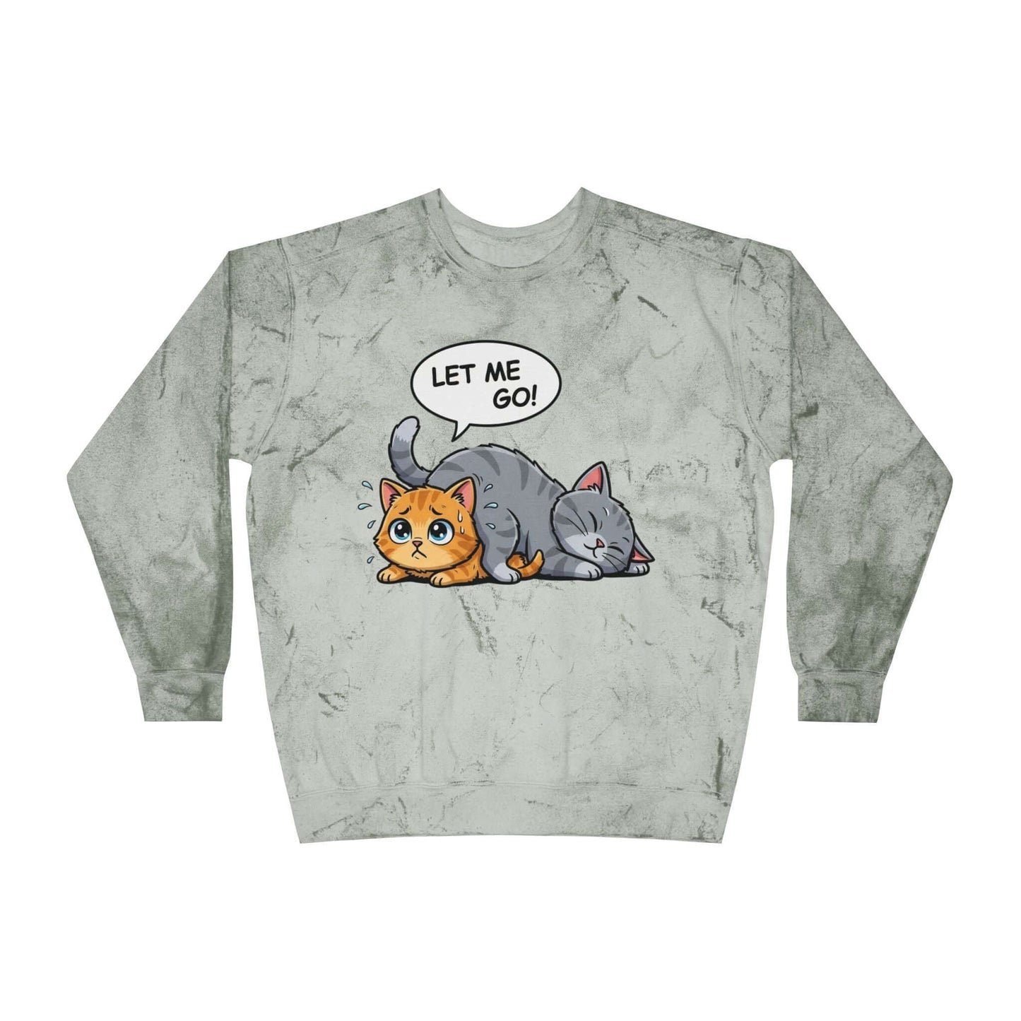 Let Me Go Cat Cozy Crewneck Sweatshirt Tie-Dye style 3