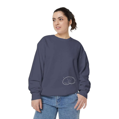 Sleeping dog shadow Cozy Graphic Unisex Crewneck Sweatshirt - White