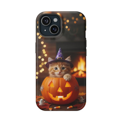 Halloween cute kitten photo style 3 Magnetic Phone Case, Cat Lover Gift, Impact-Resistant iPhone Case, Funny Pet Accessory, Unique Animal Design