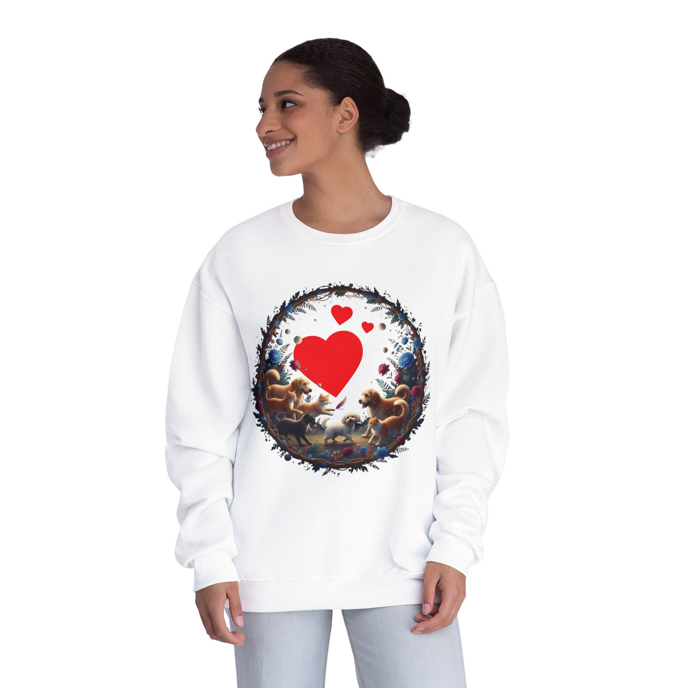 Cats & Dogs Full of Love Unisex NuBlend® Crewneck Sweatshirt