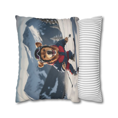 Skiing Dog Graphic Fun & Cozy Decorative Pillowcase