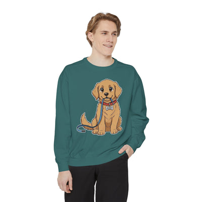 Cute Dog Walk Time style 2 Cozy Graphic Unisex Crewneck Sweatshirt