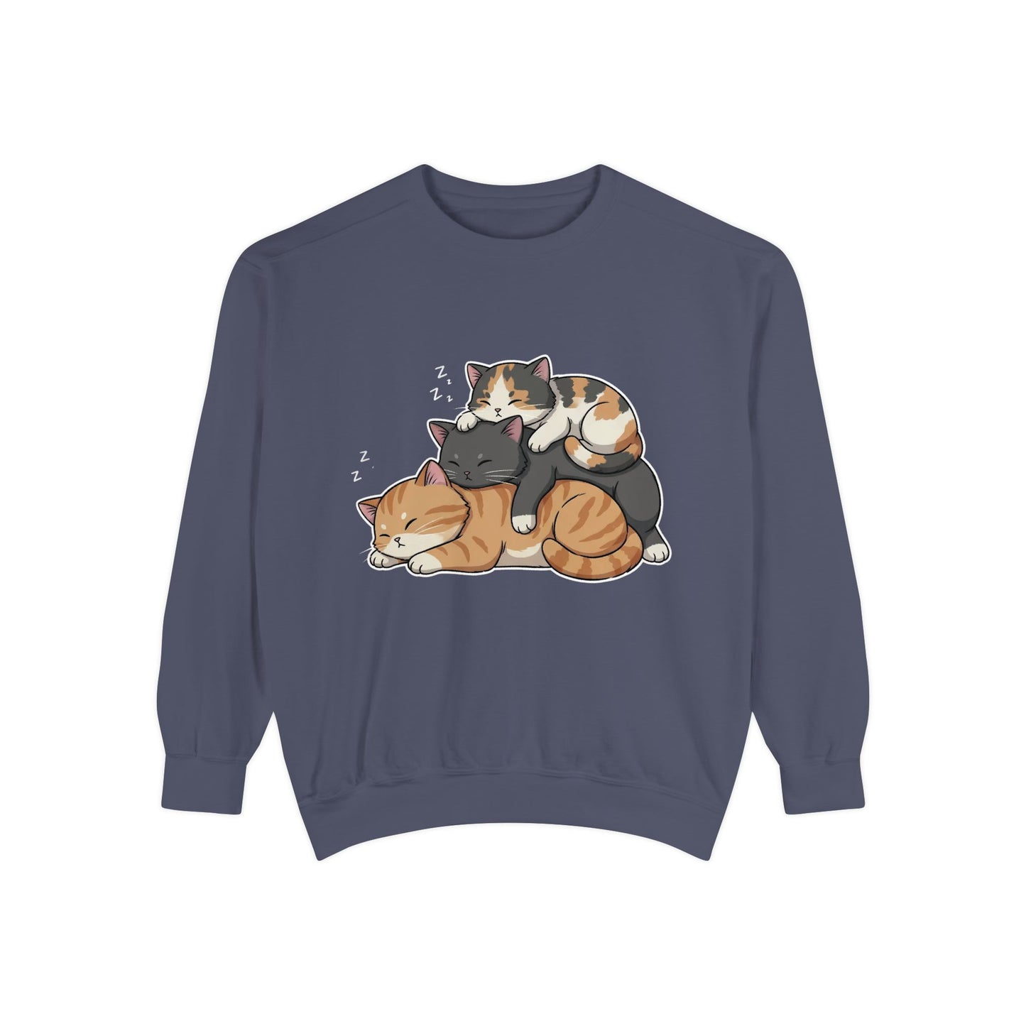 3 Cute Sleeping Cats Cozy Graphic Unisex Crewneck Sweatshirt style 7
