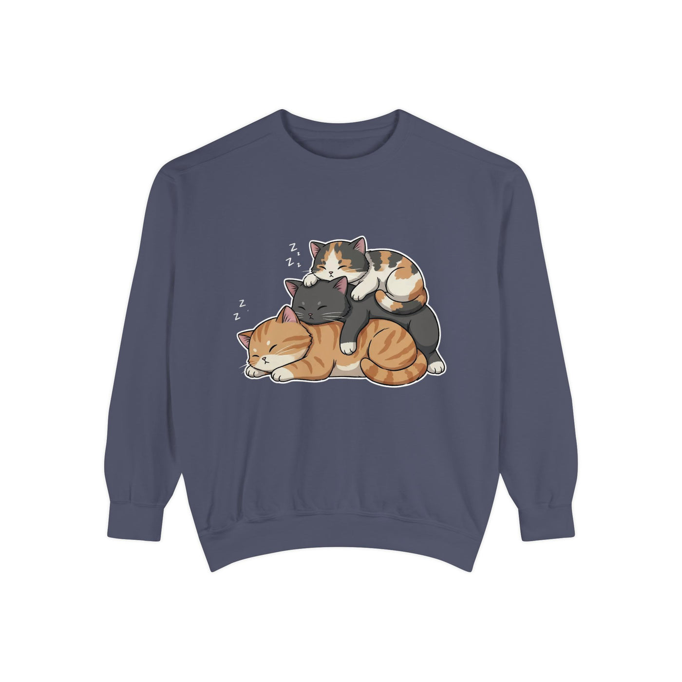 3 Cute Sleeping Cats style 7 Cozy Graphic Unisex Crewneck Sweatshirt