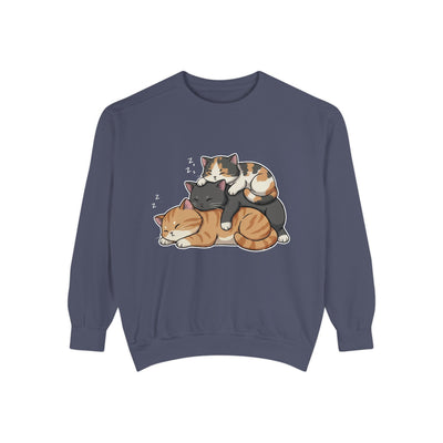 3 Cute Sleeping Cats style 7 Cozy Graphic Unisex Crewneck Sweatshirt