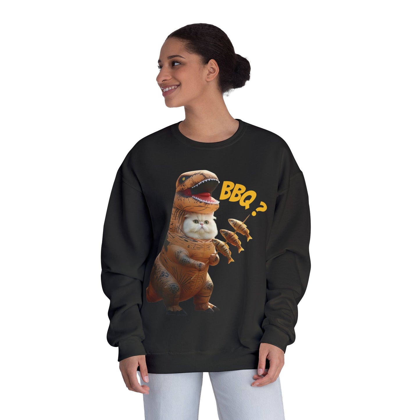 Tyrannosaurus Cat BBQ Unisex NuBlend Crewneck Sweatshirt