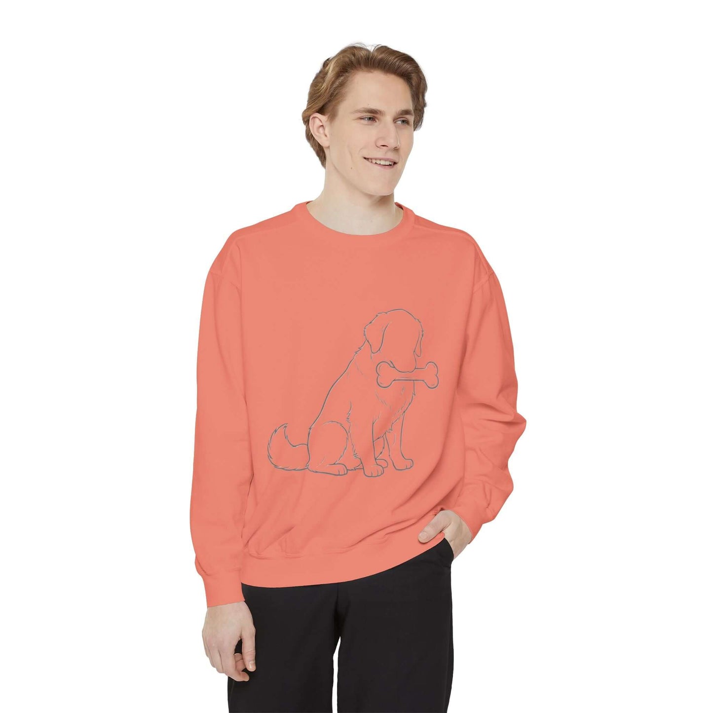 Sitting Dog Shadow Cozy Graphic Unisex Crewneck Sweatshirt style 1