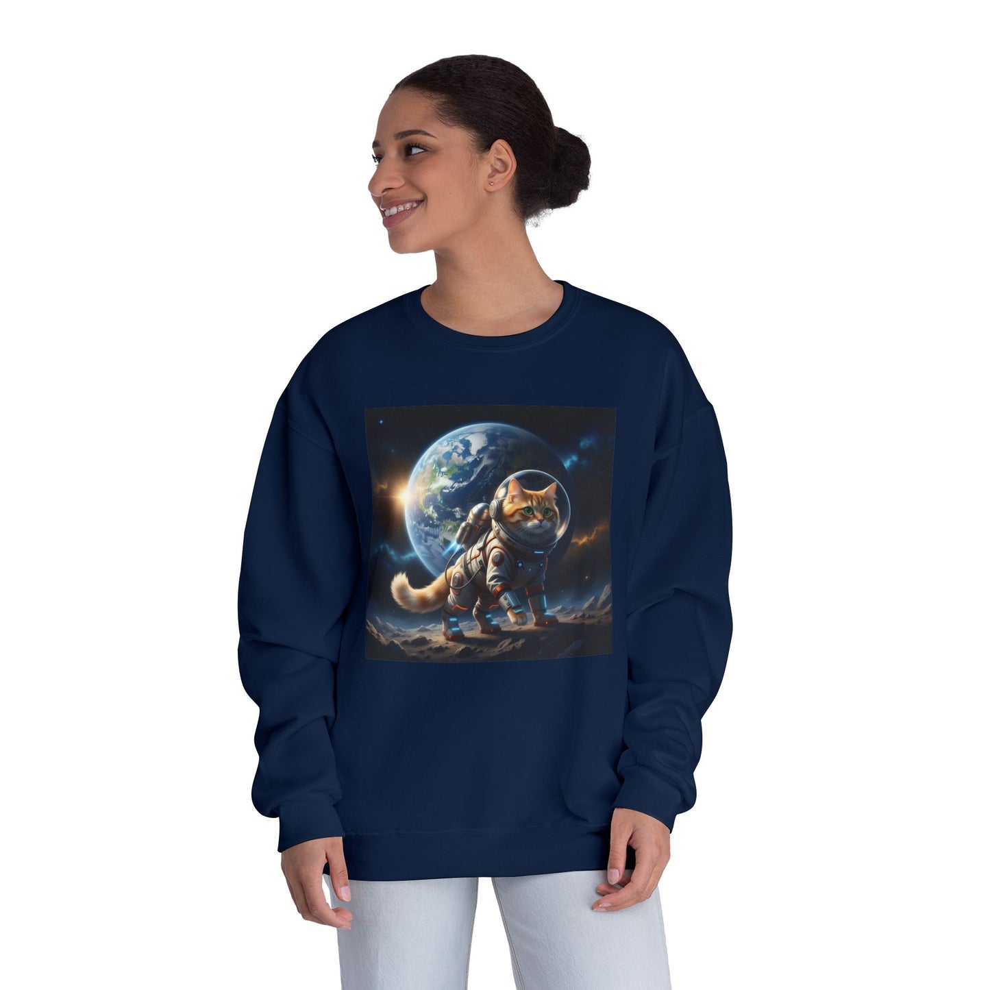 Space Cat Unisex NuBlend Crewneck Sweatshirt style 1