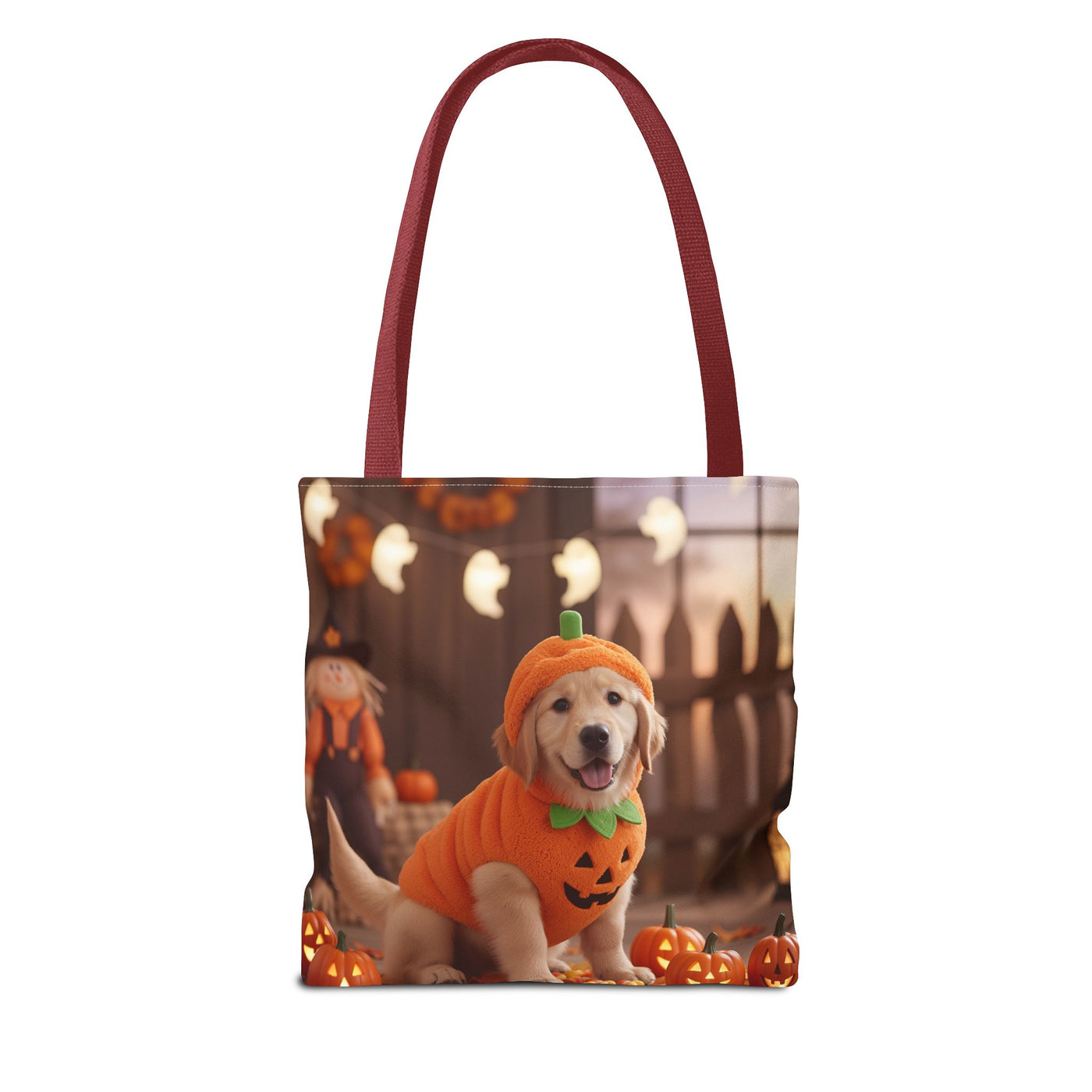 Adorable Halloween Puppy Tote Bag, Dog Lover Bag, Spooky Season Accessories, Pumpkin Patch Shopper, Cute Pet Gift