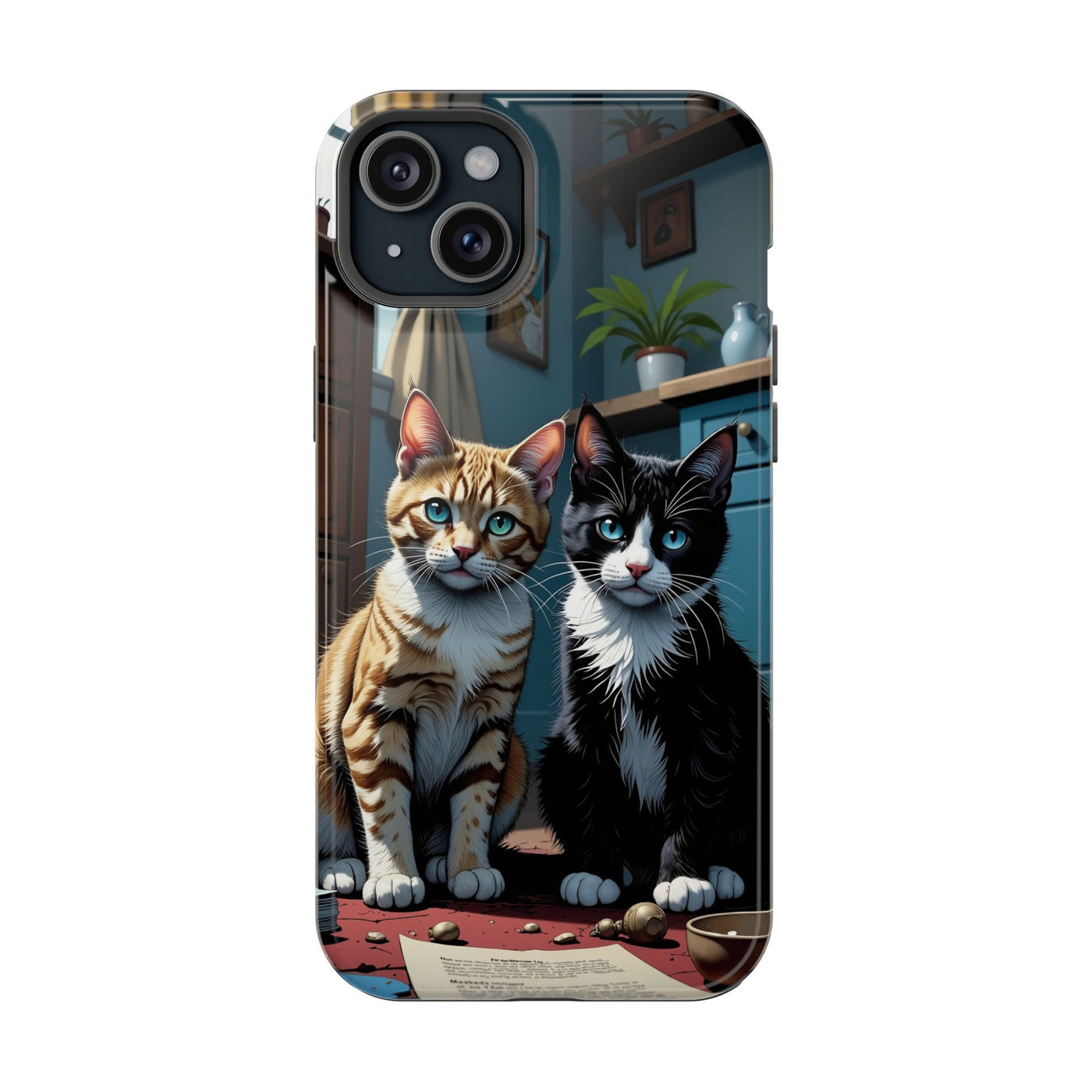 Cute Cats Magnetic Phone Case comic style 4, Cat Lover Gift, Impact-Resistant iPhone Case, Funny Pet Accessory, Unique Animal Design