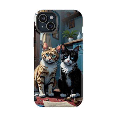 Cute Cats Magnetic Phone Case comic style 4, Cat Lover Gift, Impact-Resistant iPhone Case, Funny Pet Accessory, Unique Animal Design