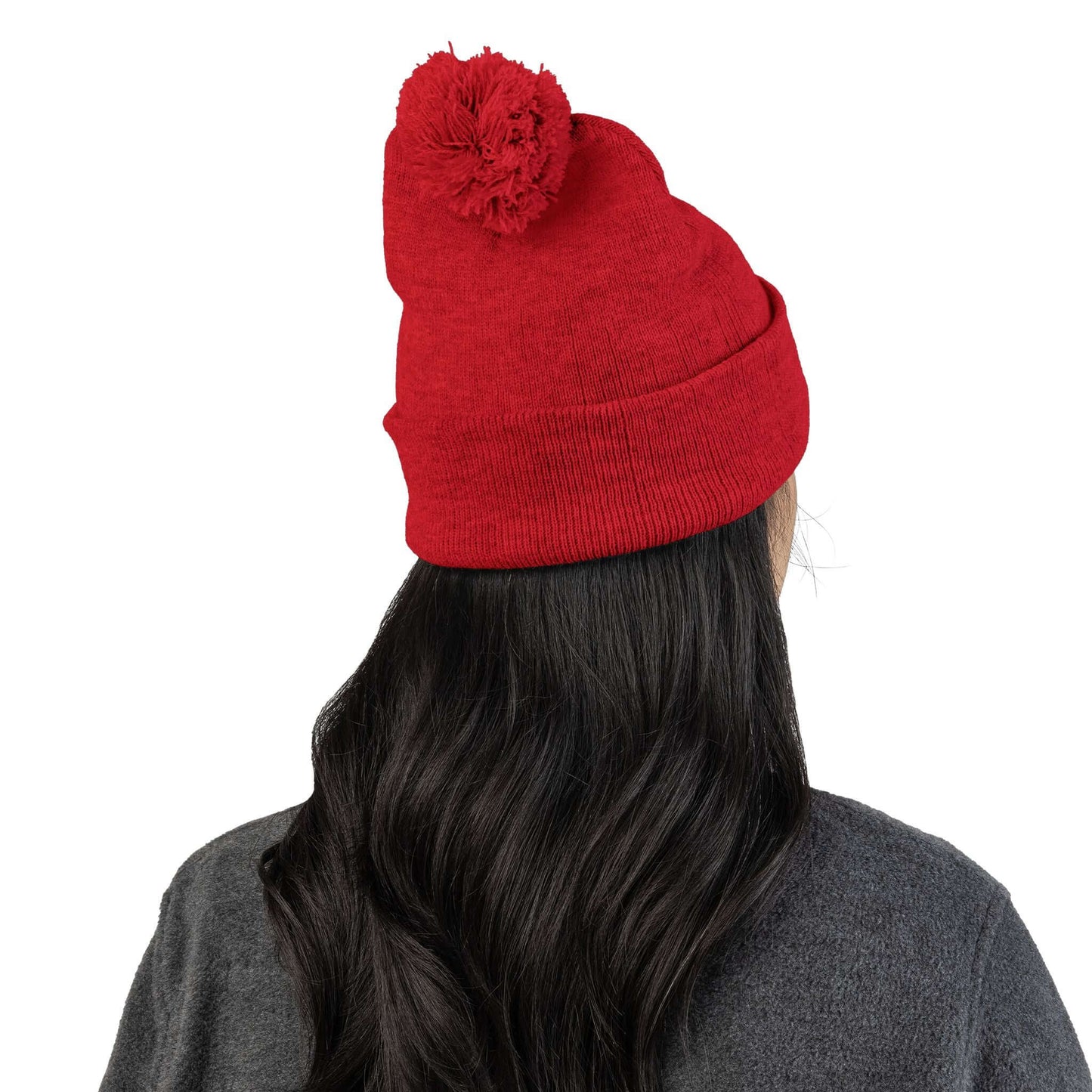 Embroidered Dog Mom Pom-Pom Knit Cap