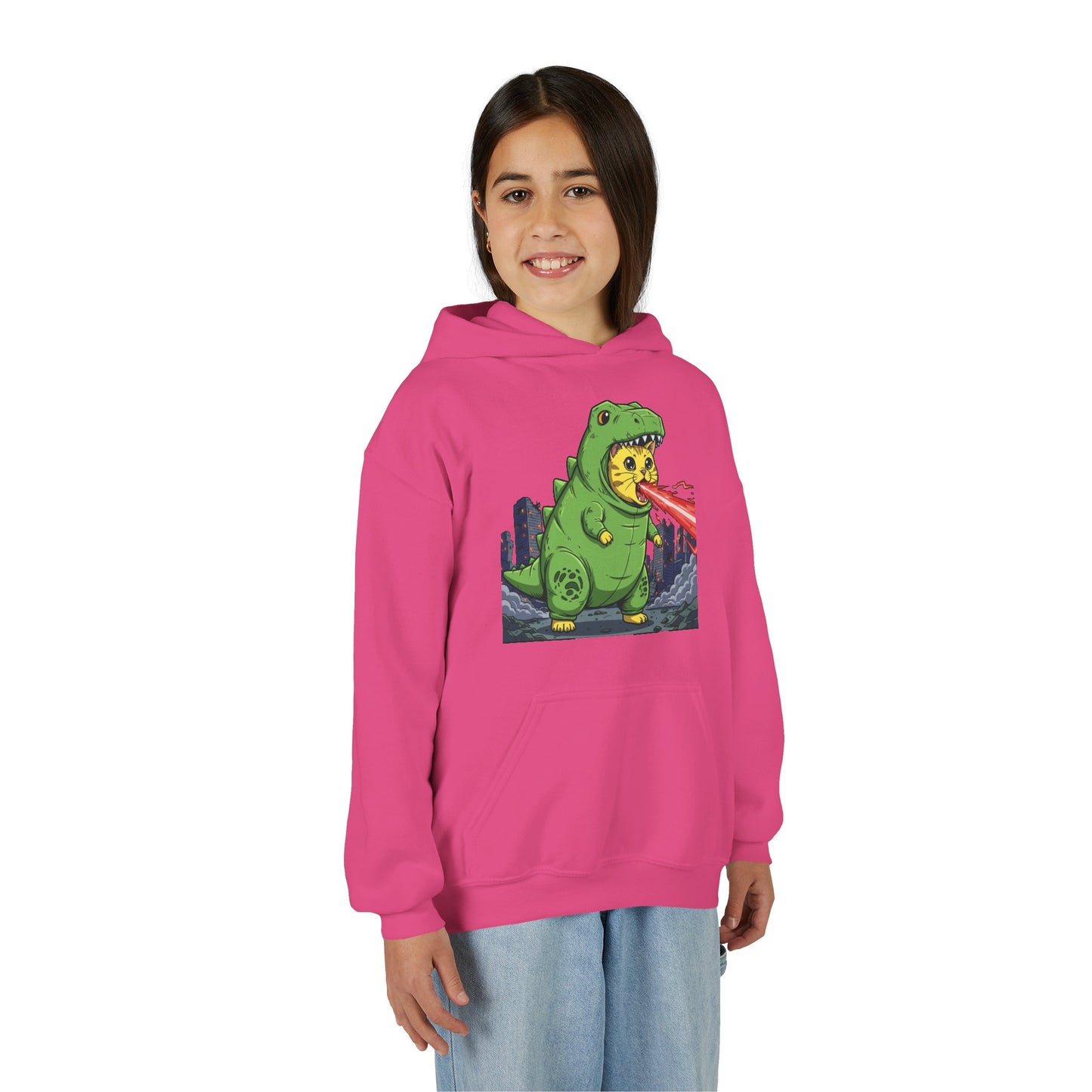 Cat cosplay Godzilla Unisex Kids Hoodie style 4
