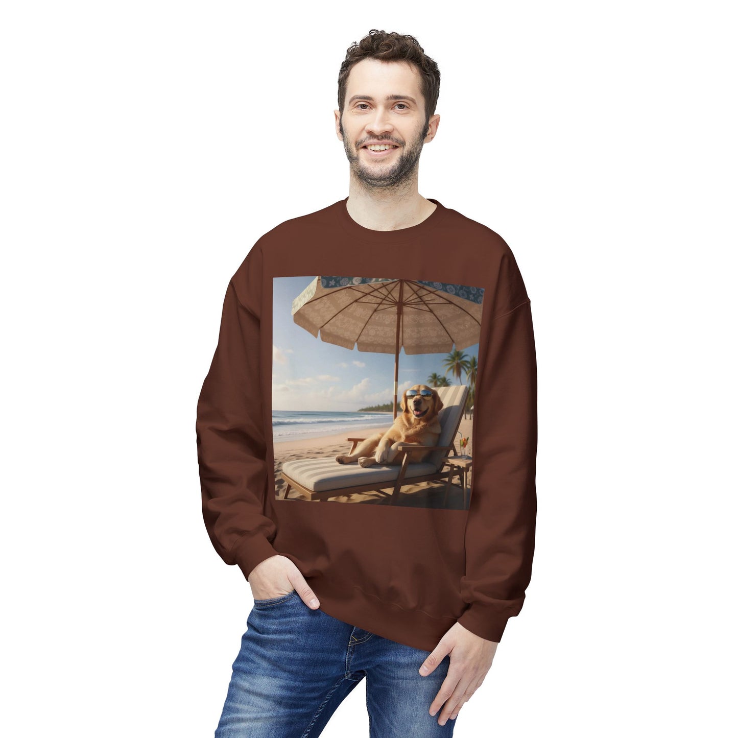Beach Vibes Dog Graphic Unisex Crewneck Sweatshirt