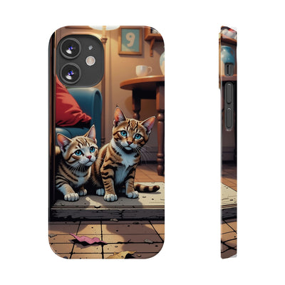 Cute Cats Slim Phone Case comic style 1, Cat Lover Gift, Impact-Resistant iPhone Case, Funny Pet Accessory, Unique Animal Design