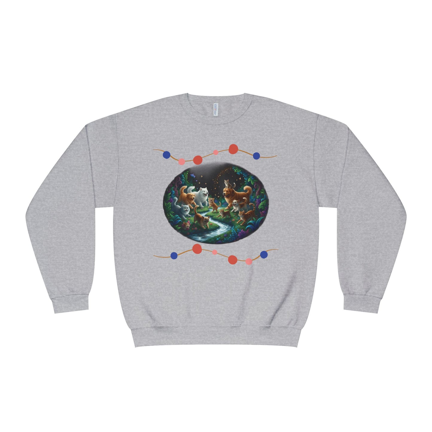 Cats & Dogs Happy Garden Unisex NuBlend Crewneck Sweatshirt style 1