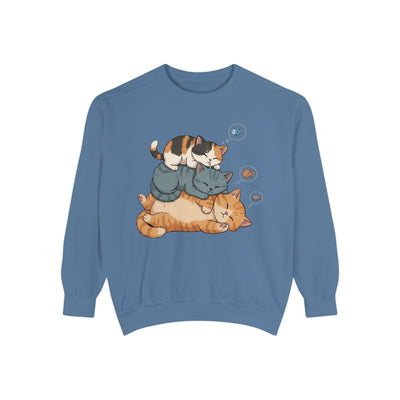 3 Cute Sleeping Cats style 2 Cozy Graphic Unisex Crewneck Sweatshirt