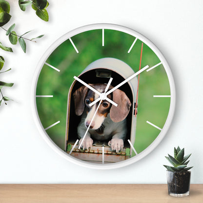 Dog in Post Box different colors Wall Clock