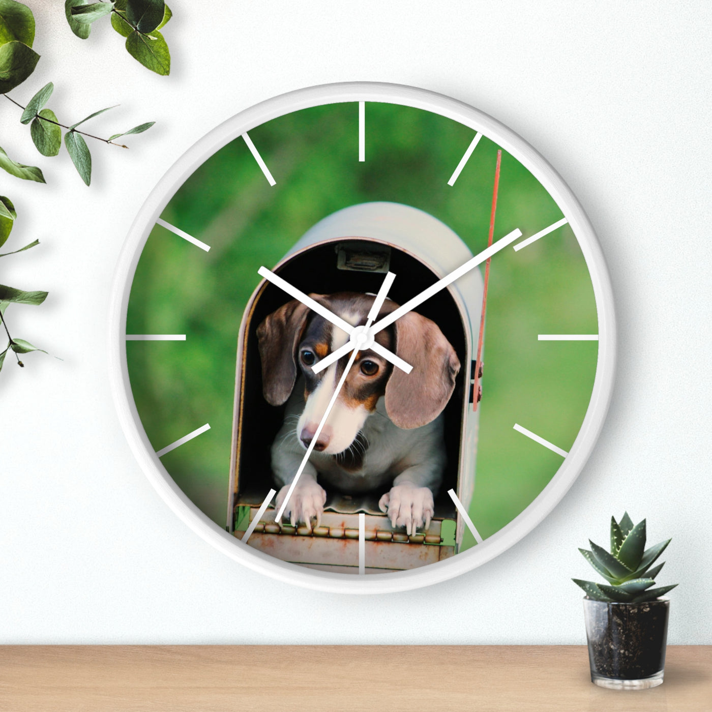 Dog in Post Box Wall Clock