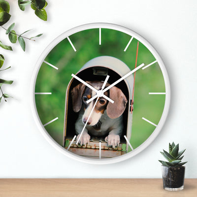 Dog in Post Box Wall Clock