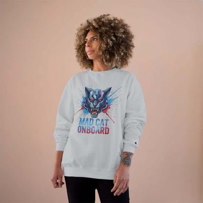 Mad Cat Onboard Graphic Champion Crewneck Sweatshirt style 3