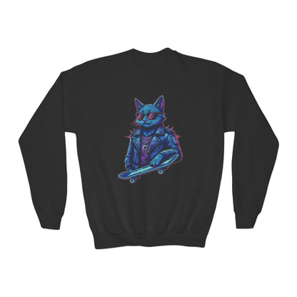 Cool Cat - Cozy Unisex Youth Crewneck Sweatshirt style 2