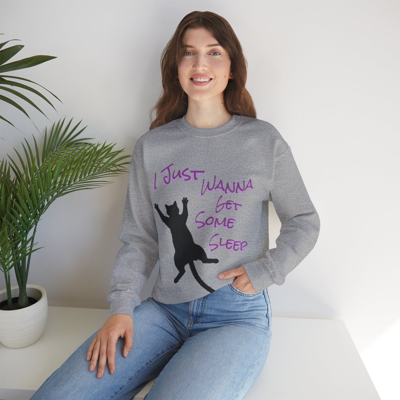 I Just Wanna Get Some Sleep Cat Graphic Unisex Crewneck Sweatshirt