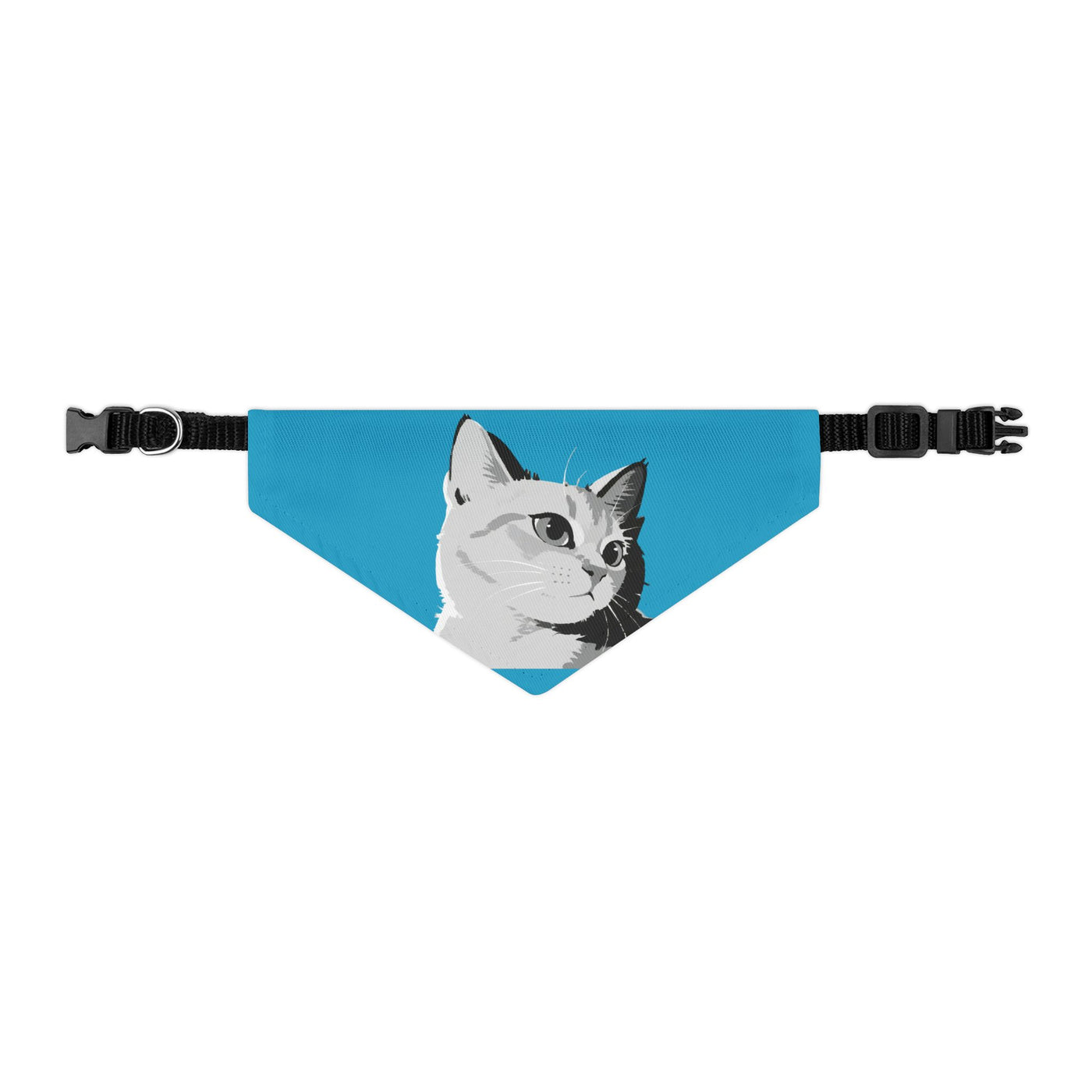 Turquoise Cat head Bandana Collar for Cats and Dogs, Cute Pet Accessory, Cat Fashion, Cat Gift, Playful Pet Gear
