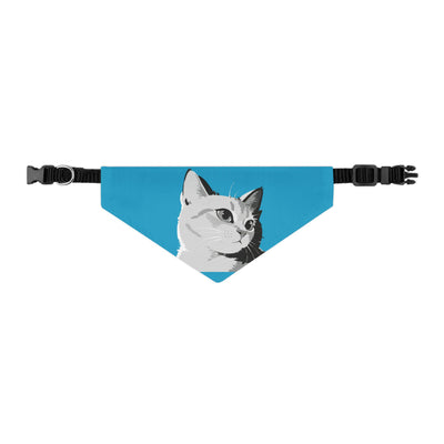 Turquoise Cat head Bandana Collar for Cats and Dogs, Cute Pet Accessory, Cat Fashion, Cat Gift, Playful Pet Gear