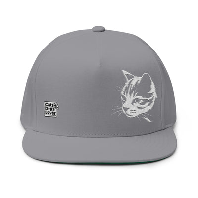 Cat Embroidered Flat Bill Cap style 1, Funny Cat Hat, Adjustable Snapback, Gifts for Cat Lovers, Unique Cat Apparel