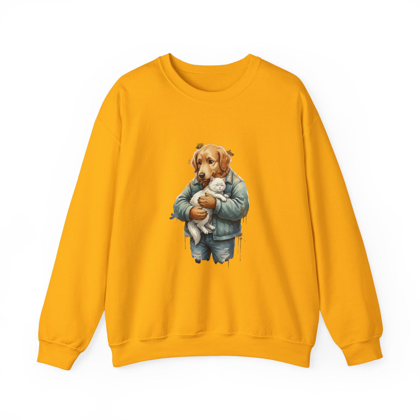 Watercolor painting style 12 Men & Women Cute Cat Pile Crewneck Sweatshirt