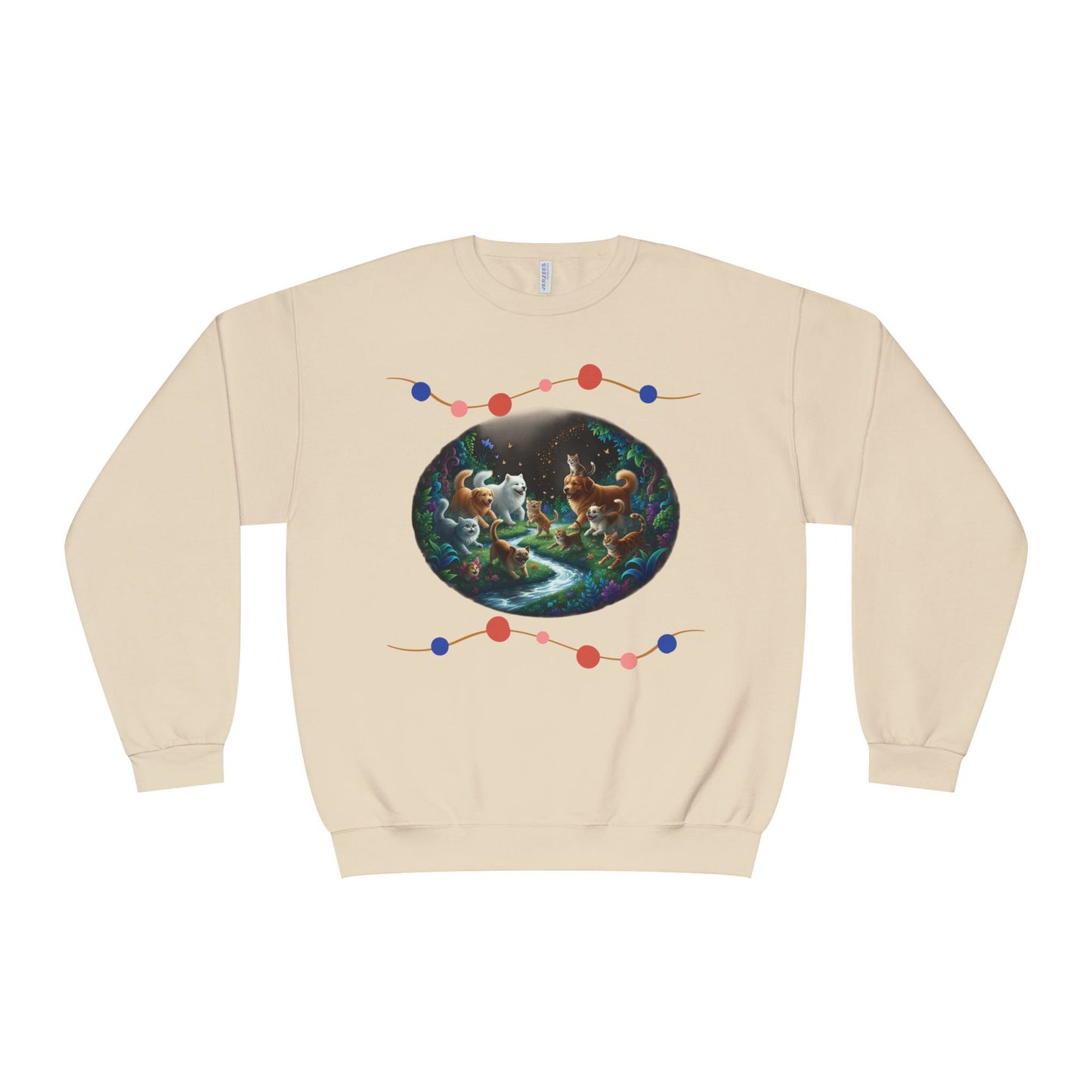 Cats & Dogs Happy Garden Unisex NuBlend Crewneck Sweatshirt style 1