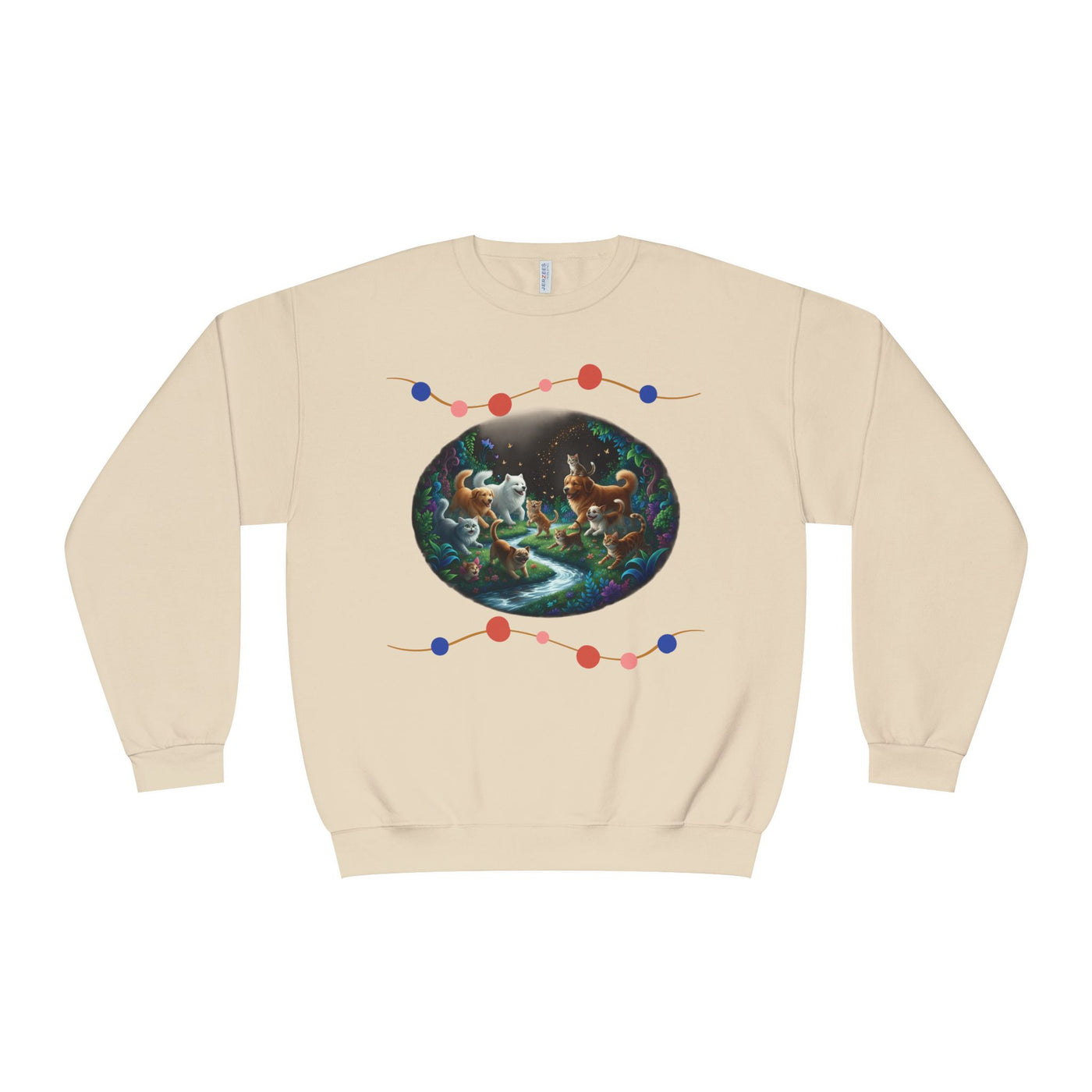 Cats & Dogs Happy Garden 1 Unisex NuBlend® Crewneck Sweatshirt