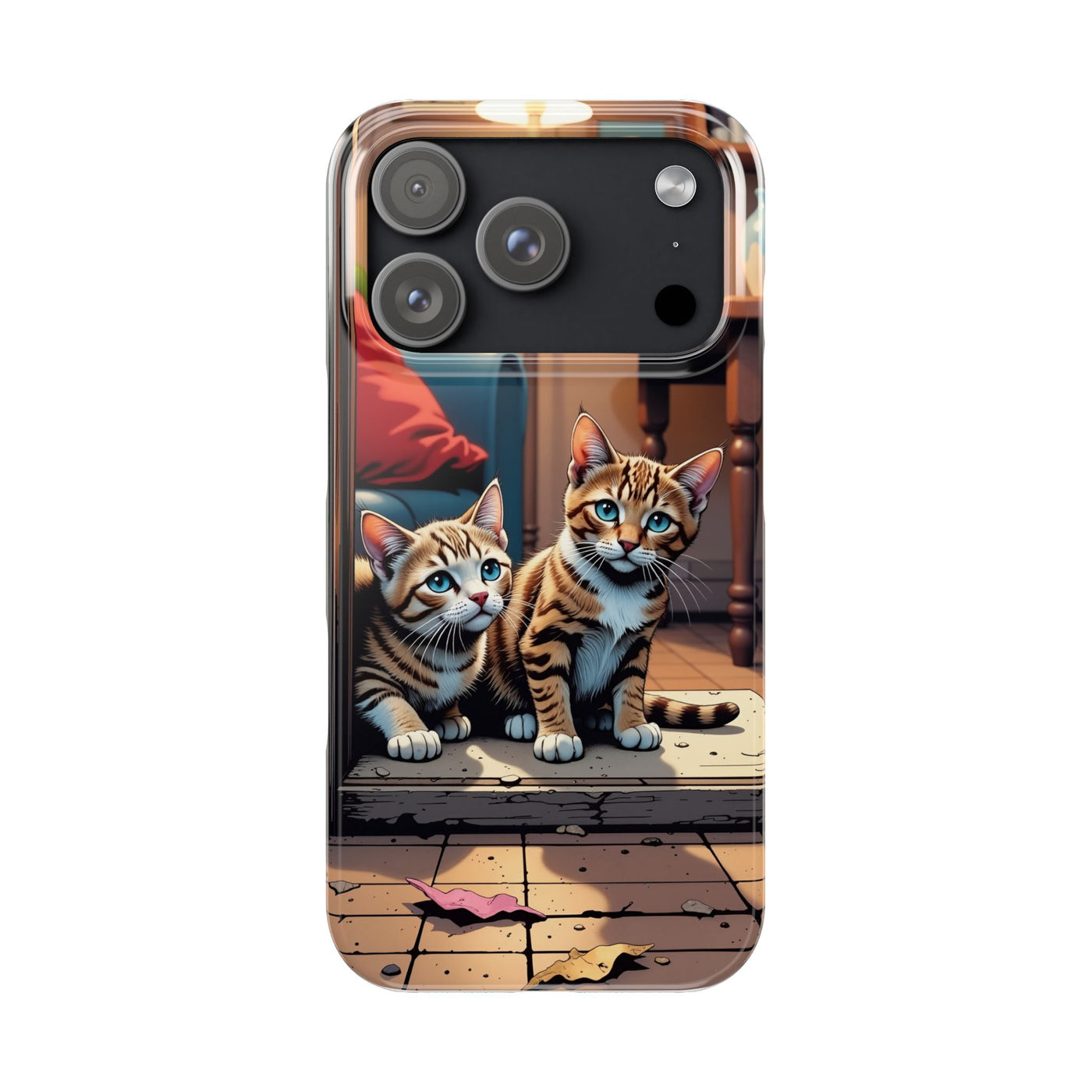 Cute Cats Slim Phone Case comic style 1, Cat Lover Gift, Impact-Resistant iPhone Case, Funny Pet Accessory, Unique Animal Design
