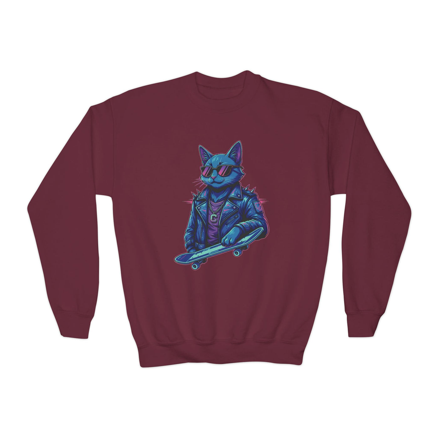Cool Cat style 2 Youth Crewneck Sweatshirt - Cozy & Cute