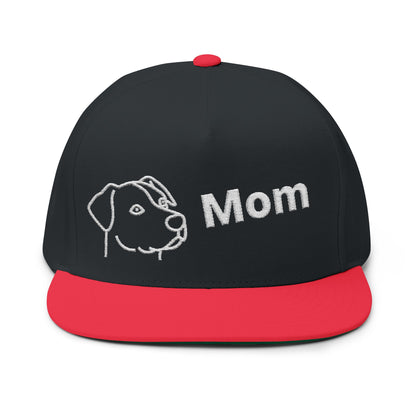 Stylish Embroidered Dog Mom Flat Bill Cap style 1