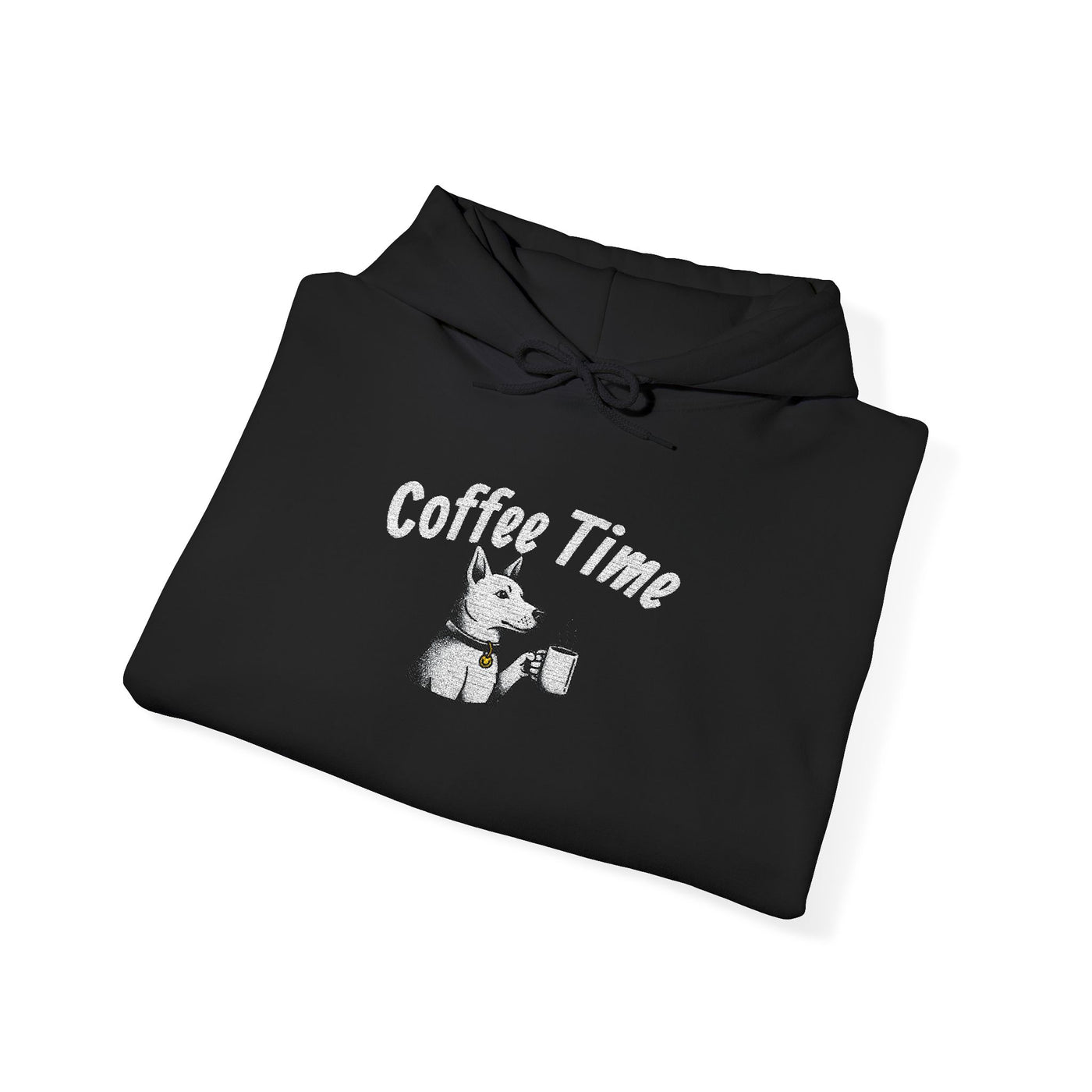 Coffee Time Dog Embroidered style 1 Unisex Pullover Hoodie