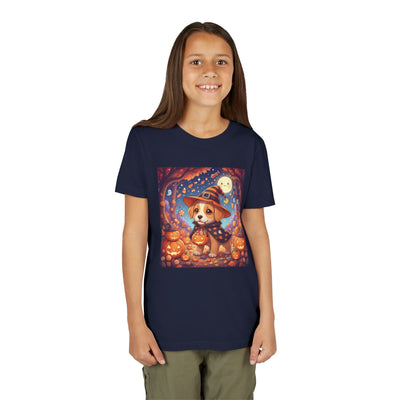 Halloween cute puppy anime style 1 Youth Tee, Short Sleeve T-Shirt, Kids Halloween Apparel, Cute Dog Tee, Fall Outfit for Children